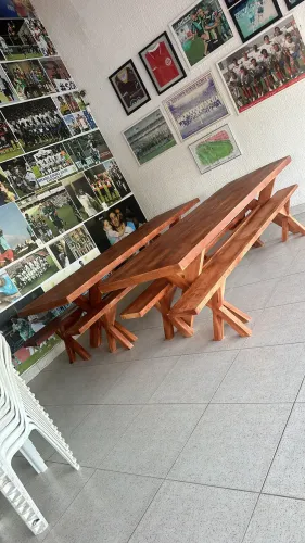 Mesa Rústica Colonial Maciça Conjunto 
