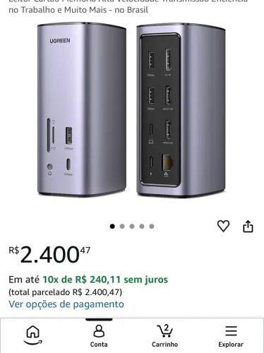 Docking Station UGREEN - USB-C ? Triplo Monitor 8K, RJ45, 100W (NOVA)