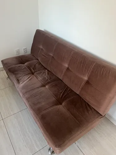 Sofá Cama Reclinável Marrom em Suede - Prático e Confortável