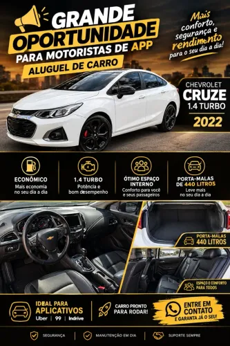 Alugo Chevrolet Cruze LT Turbo 2022 Automático para Uber Black
