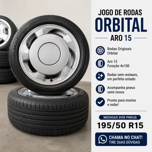 Jogo de Rodas Orbital Aro 15 + Pneus 195/50 R15 Semi Novos