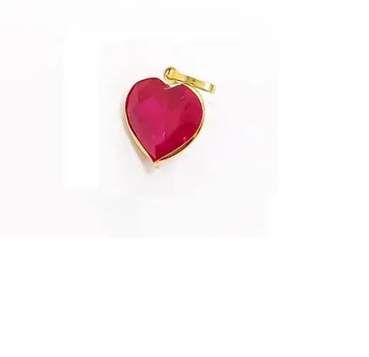 Pingente Coração Vermelho Zircônia Ouro 18 Kilates Pedras Zircônia 6 mm