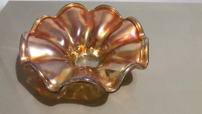 Centro de mesa em vidro Carnival Glass Âmbar