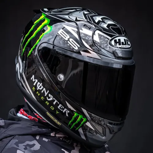 Capacete HJC RPHA 12 Full Carbon Quartararo Black Monster Tam M 57/58 + viseira fumê 