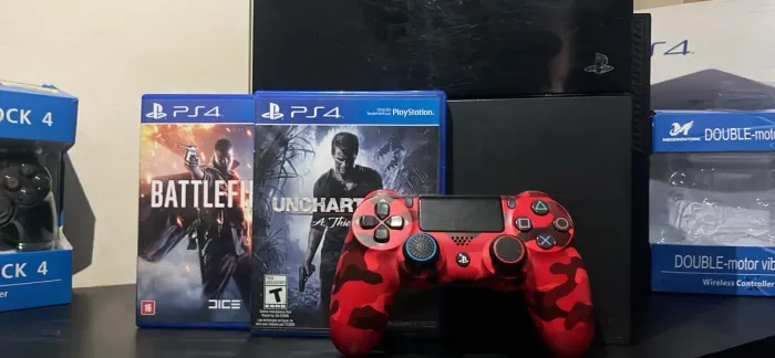 PlayStation 4 + 1 controle original + 2 jogos físicos 