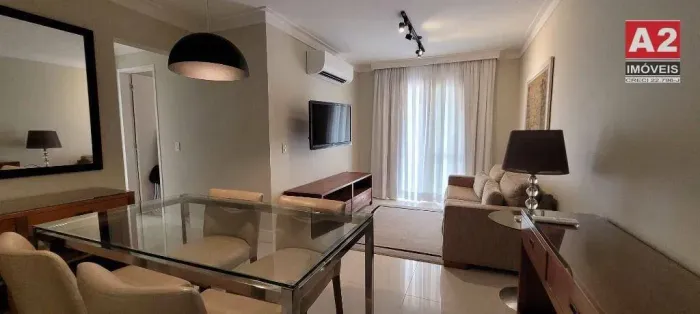 Apartamento completamente mobiliado e climatizado com 2 dormitórios para alugar, 70 m² por