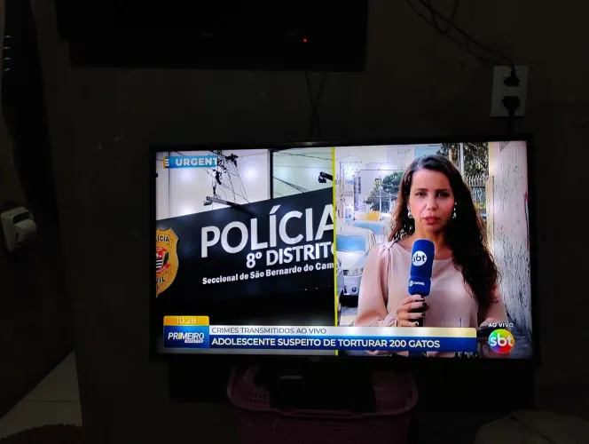Televisão pra vender. Defeito que não interfere em nada pra assistir.