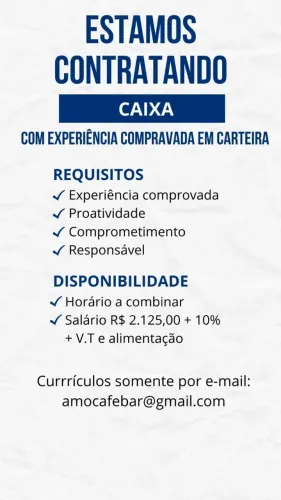 Vaga para Caixa