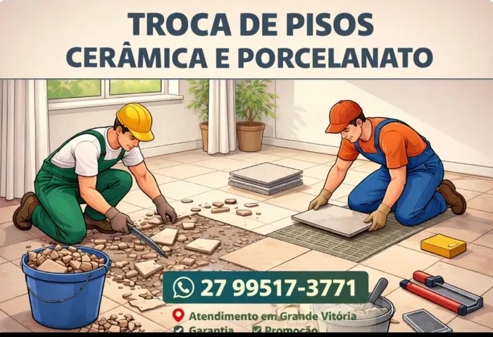 Troca de pisos cerâmica e porcelanato 