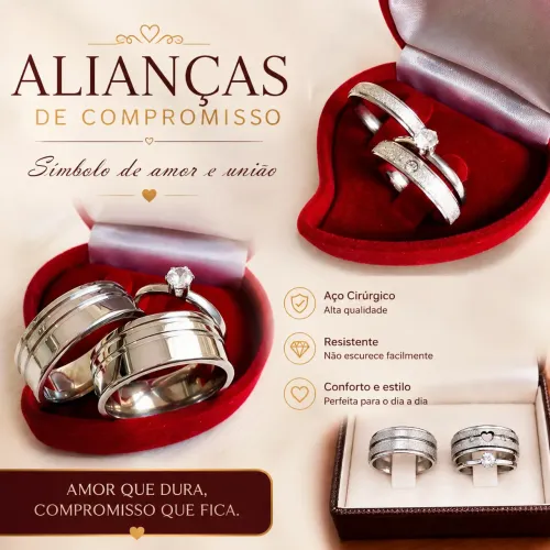 Alianças de compromisso - símbolo de amor e união - FSA