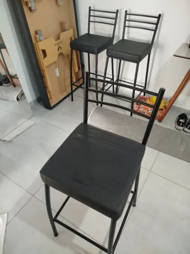 Banqueta Alta em Aço 75cm Preto Paris Metalnew