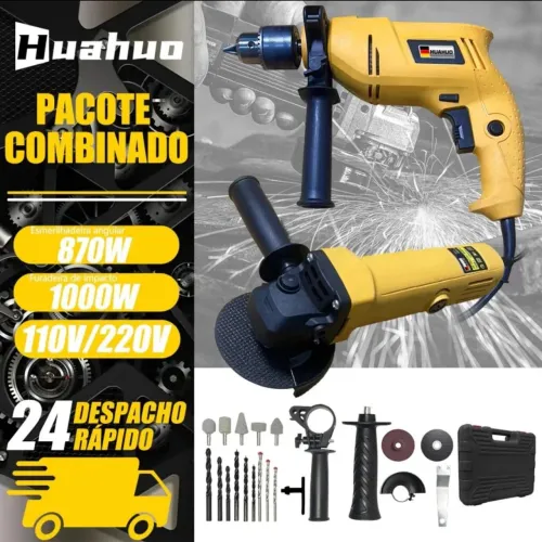 ? Kit Furadeira de Impacto + Esmerilhadeira 2 em 1
