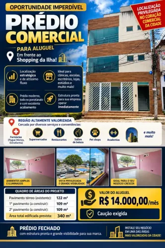 ALUGA-SE PRÉDIO COMERCIAL EM FRENTE AO SHOPPING DA ILHA!