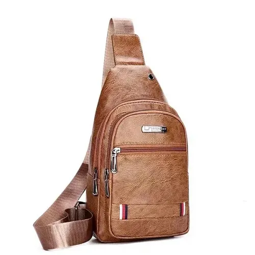 Mini Bolsa Tiracolo Pochete Transversal Ombro de Couro Sintético Marron Claro - Jingpin