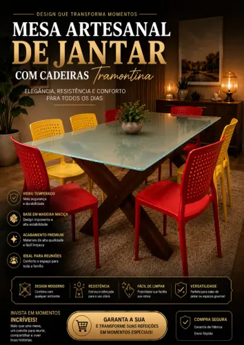 Mesa de Jantar Completa | 6 Lugares | Excelente Estado