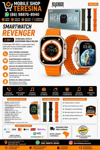 Smartwatch Revenger 3 em 1 Bluetooth FON-8102 com 3 Pulseiras