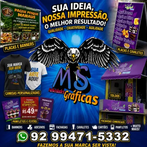Gráfica para banners, fachadas, adesivos, toldos, panfletos e muito mais!