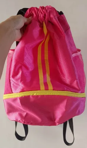 Bolsa Mochila Saco Saquinho Academia Impermeável Resistente Cor Rosa