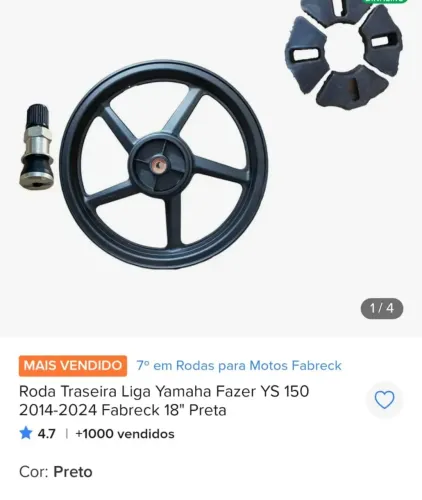 Rosa traseira liga leve fazer 150 yamaha
