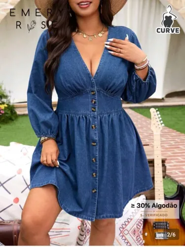Vestido jeans plus size shein