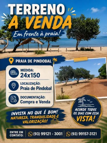 TERRENO EM FRENTE À PRAIA DE PINDOBAL