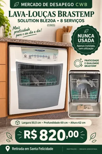 LAVA-LOUÇAS BRASTEMP SOLUTION BLE20A ? 8 SERVIÇOS (C003)