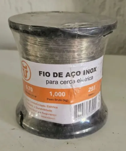 Rolo Fio de Aço Inox para Cerca Elétrica - 0,70mm - 1kg - 293 Metros - EMBALAGEM LACRADA!