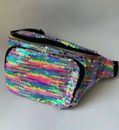 Pochete colorida de paetês carnaval, festa, adereços de carnaval