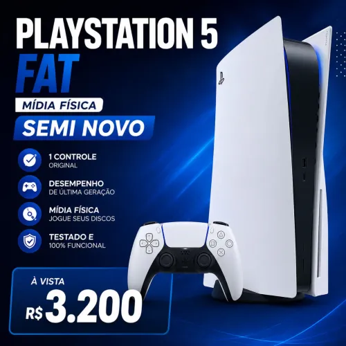 PlayStation 5 Fat + 1 controle semi novo