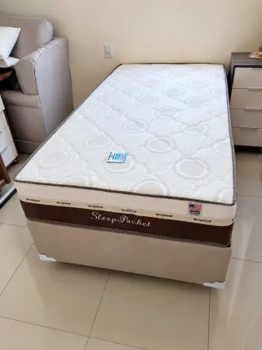 Cama box molas ensacadas solteiro base+colchao