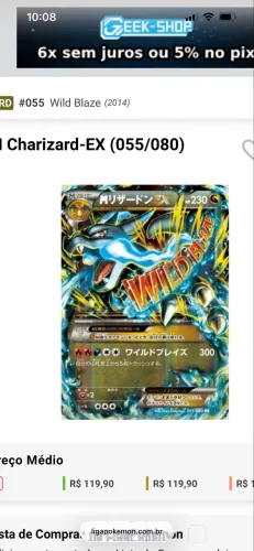 carta pokemon charizard x retro e mais duas ultra raras sortidas
