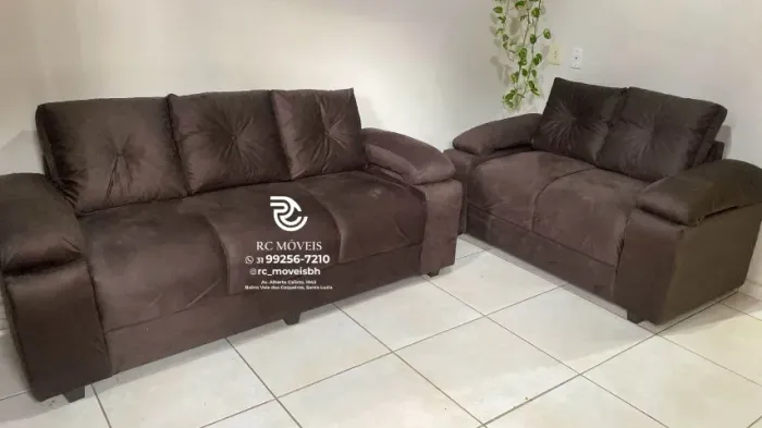 Sofá 2 e 3 assentos Suede de qualidade D33 Braço Fofão Confortável Direto da Fábrica