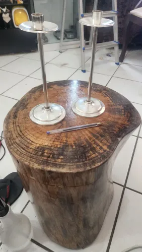 par de castiçal antigo banhado a prata