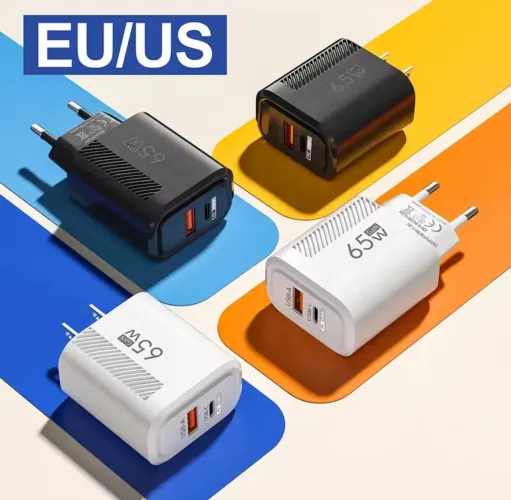 Carregador Rápido 65W GaN USB?A + USB?C PD 33W