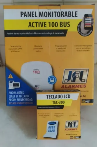 Central Alarme JFL Active 100 BUS + Teclado LCD TEC-300 - TROCA!