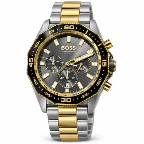Relógio Hugo Boss Energy 44 mm cinza com detalhes dourados - Novo na Caixa