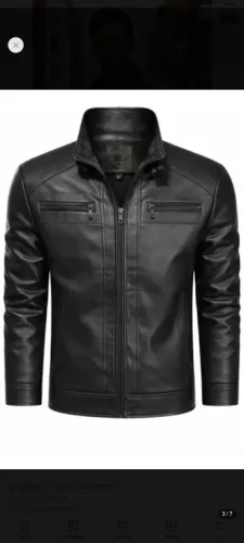 Jaqueta de couro masculina slim resistente