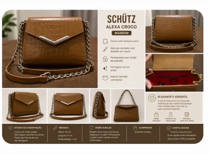 Bolsa Tiracolo Pequena Alexa Croco Caramelo Schutz