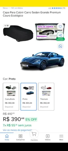 Vendo capa automotiva 