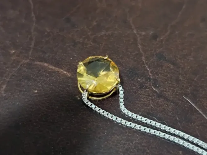 Pingente Ouro 18k Citrino Natural 8mm - Ponto de Luz + Certificado