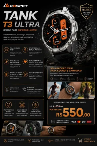 RELÓGIO T3 ULTRA 550$