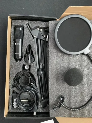 Microfone Condensador Vedo BM800USB - Kit Completo, Com Caixa