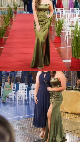 Vestido de festa Dutt Verde Oliva - Usado 1 vez