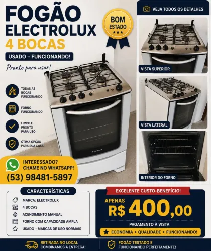 Fogao eletrolux 4 bocas 