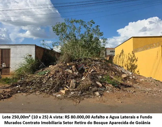 Leia a descrição: Lote 250,00m² (Asfalto e Agua) Setor Retiro do Bosque