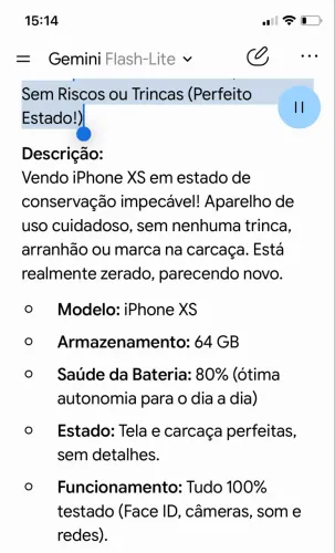 Xs perfeito estado,sem nenhum risco ,vidro e na carcaça!