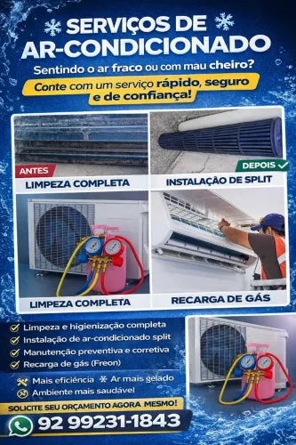 Limpeza de ar condicionado split e instalação %0809%