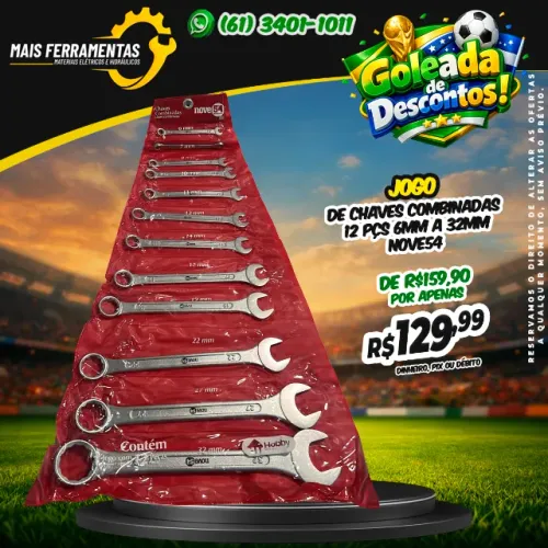 Jogo de Chaves Combinadas 12 Pçs 6mm a 32mm Nove54