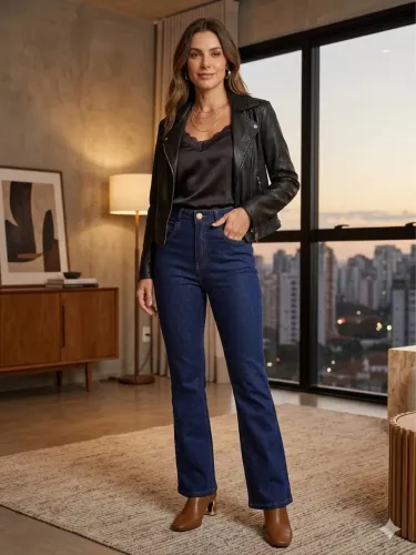 Calça jeans feminina tam 40 azul bootcut da Biotipo