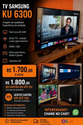 Tv Samsung 55 tela curva. Em ótimo estado de conservação.